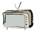 Retro television on white background