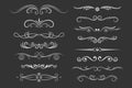 Retro Text Delimiter Set. Vintage Ornamental Monochrome Text Dividers, Decorative Scrolls, Separators and Header Royalty Free Stock Photo