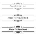 Retro text dividers set. Vintage border elements. Different size of stroke for thin, regular and bold text. Royalty Free Stock Photo