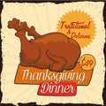 Retro Thanksgiving Promo Dinner, Vector Illustration