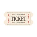 Retro ticket desogn template. Admit one.Ticket for cinema, movie,circus,carnaval,film,festival etc.Vector illustration