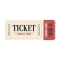 Retro ticket desogn template. Admit one.Ticket for cinema, movie,circus,carnaval,film,festival etc.Vector illustration