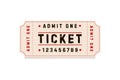 retro ticket isolated on white background.