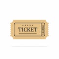 Retro ticket template. Old or vintage paper ticket on white background Royalty Free Stock Photo