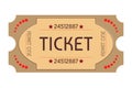 Retro ticket template. Old or vintage paper ticket on white background