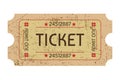 Retro ticket template. Old or vintage paper ticket on white background. Vector