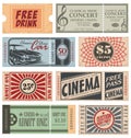 Retro Tickets and Coupons Royalty Free Stock Photo