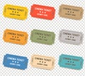 Retro Tickets Set Isolated Transparent Background