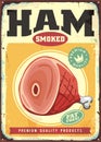 Vintage poster design with ham illustration Royalty Free Stock Photo