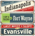 Retro tin sign collection with USA city names Royalty Free Stock Photo