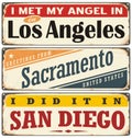 Retro tin sign collection with USA city names Royalty Free Stock Photo