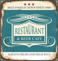 Retro tin sign for restaurant Royalty Free Stock Photo