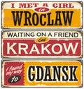 Retro tin signs souvenirs from Poland.