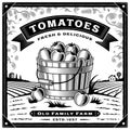 Retro tomato harvest label with landscape black and white