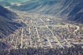 Retro toned aerial picture of Glenwood Springs residential area.