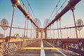 Retro toned picture of Brooklyn Bridge, New York City, USA Royalty Free Stock Photo
