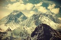 Retro toned picture of Mount Everest, Nepal Royalty Free Stock Photo