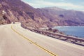 Retro toned picture of scenic Pacific Coast Highway, California, USA Royalty Free Stock Photo