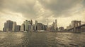 Retro toned stormy sky over Manhattan. Royalty Free Stock Photo