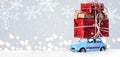 Retro toy car with christmas gifts Royalty Free Stock Photo