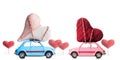 Retro toy car with Valentine hearts Royalty Free Stock Photo