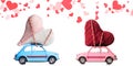 Retro toy cars with Valentine heart Royalty Free Stock Photo