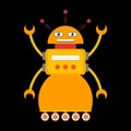 Retro toy robot character in flat style. Royalty Free Stock Photo