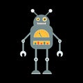 Retro toy robot character in flat style. Royalty Free Stock Photo