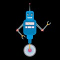 Retro toy robot character in flat style. Royalty Free Stock Photo