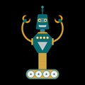 Retro toy robot character in flat style. Royalty Free Stock Photo