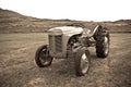 Retro Tractor on the Iceland field Royalty Free Stock Photo