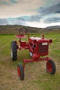 Retro Tractor on the Iceland field Royalty Free Stock Photo