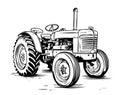 Retro Tractor Sketch Hand Drawn Graphic Farm Transport Vector illustration Royalty Free Stock Photo