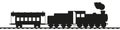 Retro train. Antique steam locomotive with tender and vintage car. Railway transport vector art