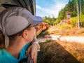 retro train in Bulgaria mountains