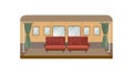 Retro Train Carriage Interior with Seating, vector design Generative AI Royalty Free Stock Photo