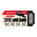 Retro train ticket. Railway Museum entrance ticket. Flat vector illustration isolated on white