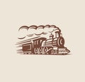 Retro train, vintage emblem Royalty Free Stock Photo