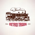 Retro train, vintage vector symbol Royalty Free Stock Photo