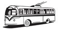Retro tram bus - hand drawn illustration Royalty Free Stock Photo