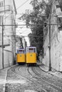 Retro tram elevator in the streets of Lisbon, Portugal
