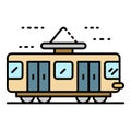 Retro tramway icon color outline vector