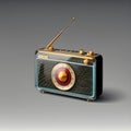 retro transistor radio isolated, Transparent vector style.