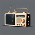retro transistor radio isolated, Transparent vector style.