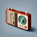 retro transistor radio isolated, Transparent vector style.