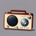 retro transistor radio isolated, Transparent vector style.