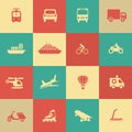 Retro transportation icons design elements