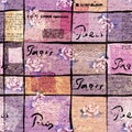 Retro travel pattern with inscriptions of Paris