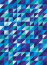 Retro triangle pattern in blue green and purple, seamless vector Royalty Free Stock Photo