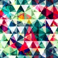 Retro triangle seamless pattern with grunge effect. Royalty Free Stock Photo